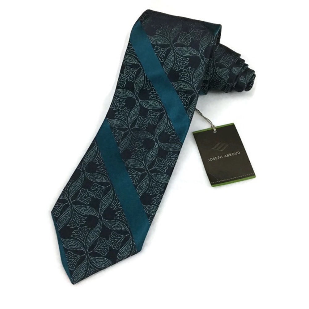Joseph Abboud Men's Neck Tie Green Floral Silk Ita